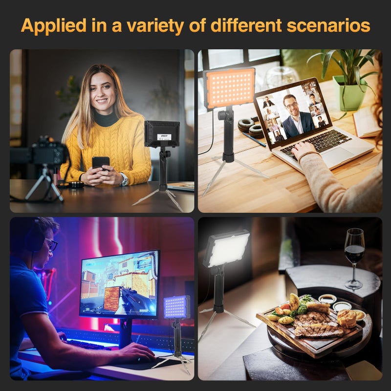 EMART طقم إضاءة تصوير محمول مستمر EMART 60 LED للطاولة مع حامل ثلاثي القوائم قابل للتعديل ومرشحات ألوان - 2 عبوة - Image 2